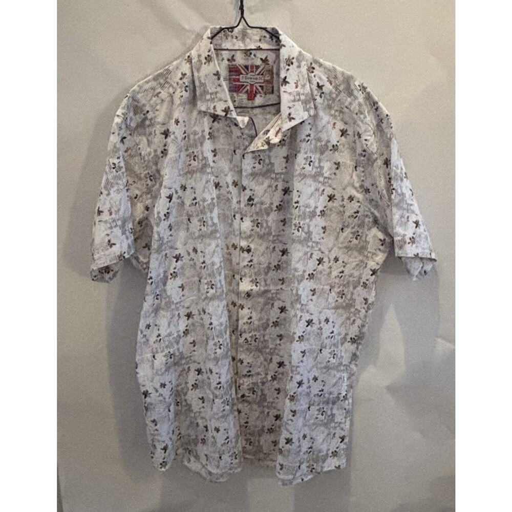7 Downie St Floral Button Up Shirt Size 8 Fits 3XL Big & Tall Cotton